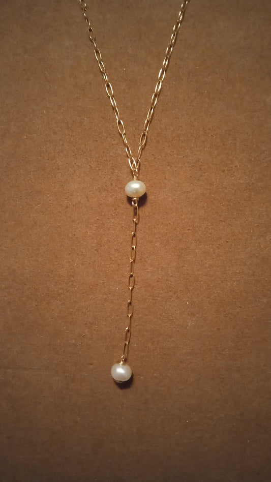 Lariat Chain with Pearls Gold Filled