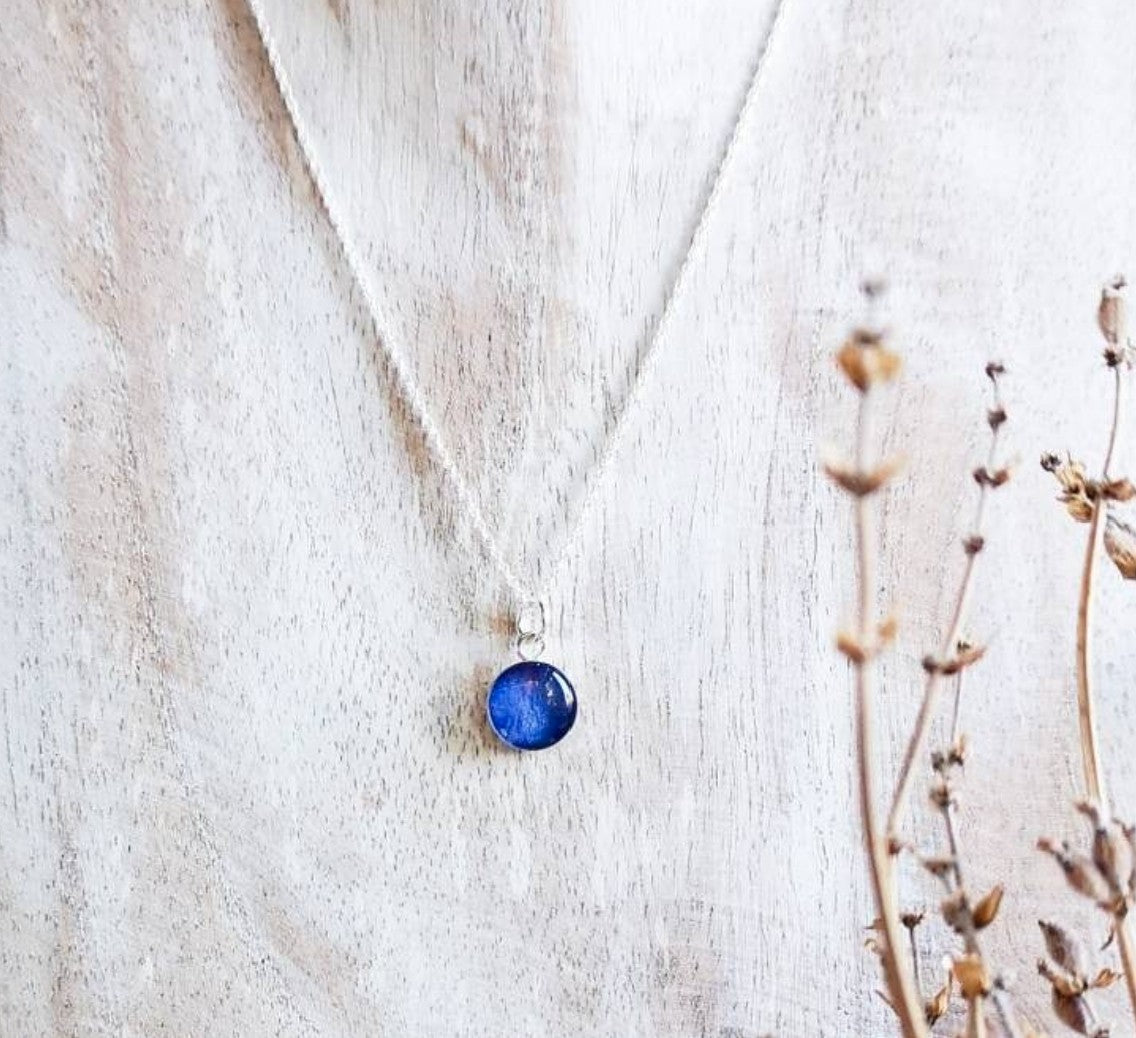 Larkspur necklace w sterling silver chain