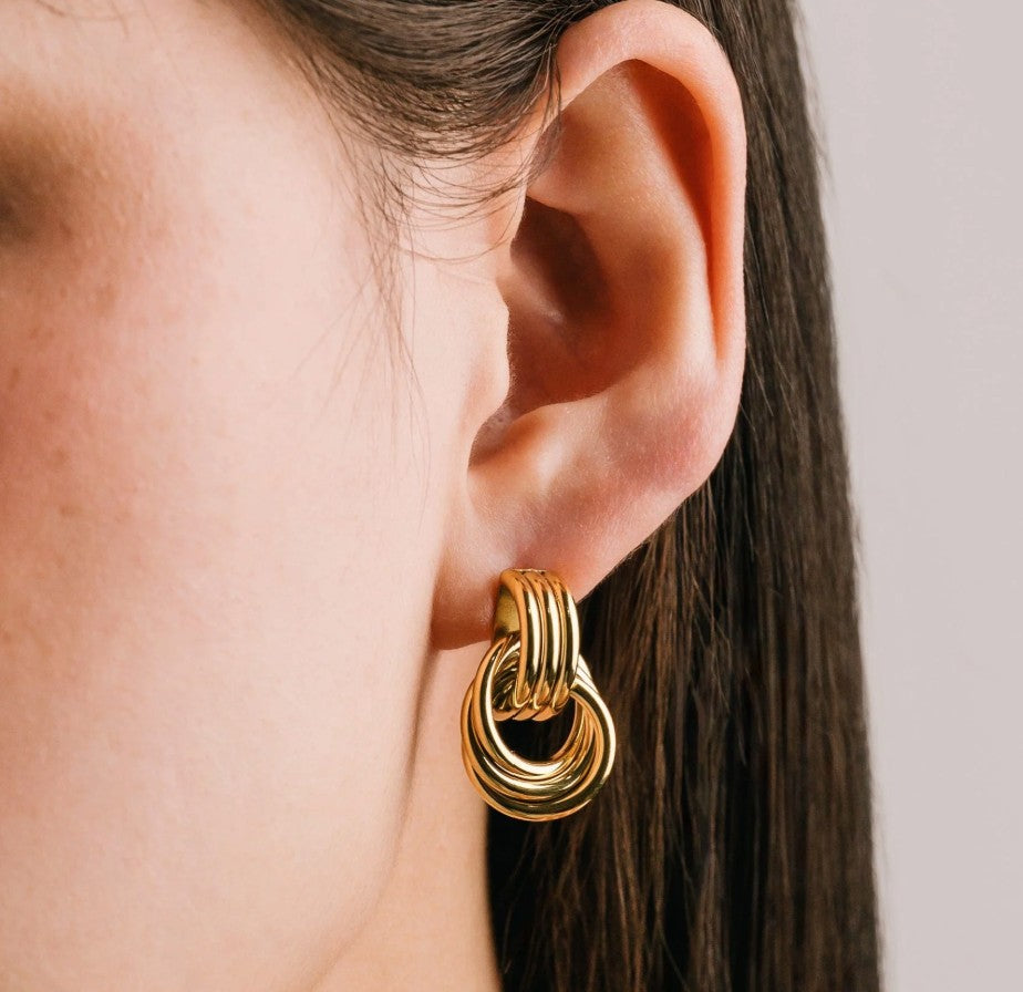 Double Hoop Gold Earrings