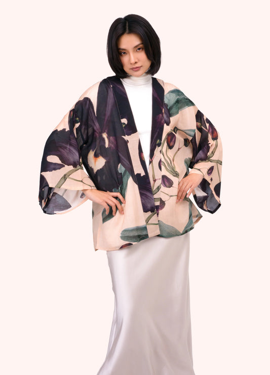 Midnight Orchid Short Kimono Jacket