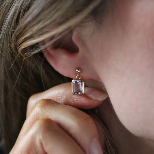 Mini Angie Earrings Pink Amethyst