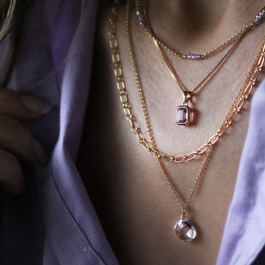 Mini Angie Necklace Pink Amethyst