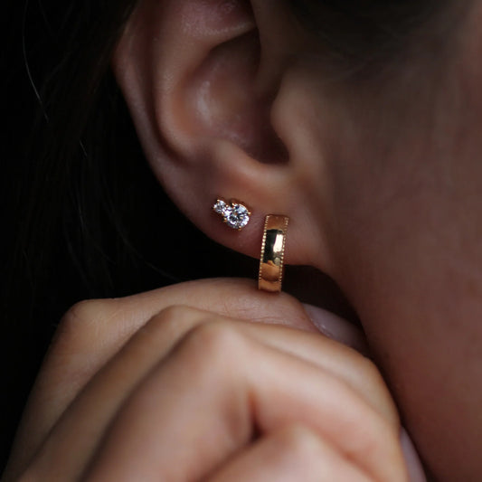 Mini Cigar Hoop Earrings Gold