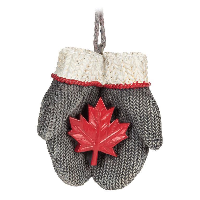 Mittens with Maple Leaf Ornament