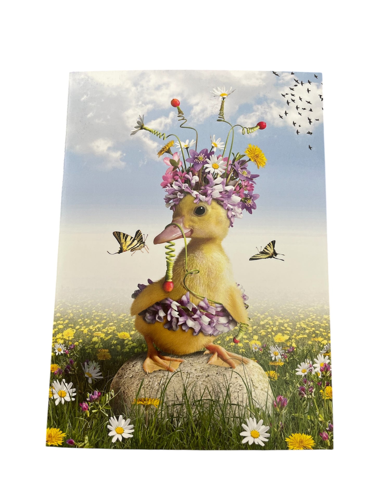 Duck Wearing Flowers Easter Card