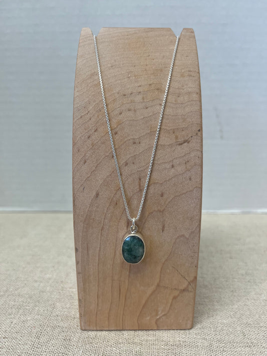 Raw Emerald Oval Necklace