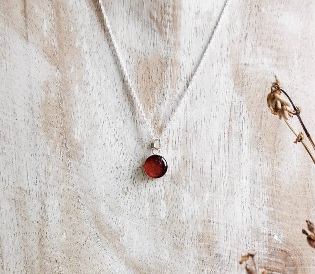 Red Tulip sterling silver necklace