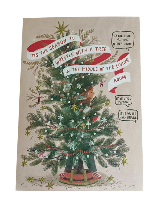 Tree Wrestling Holiday Greeting Card