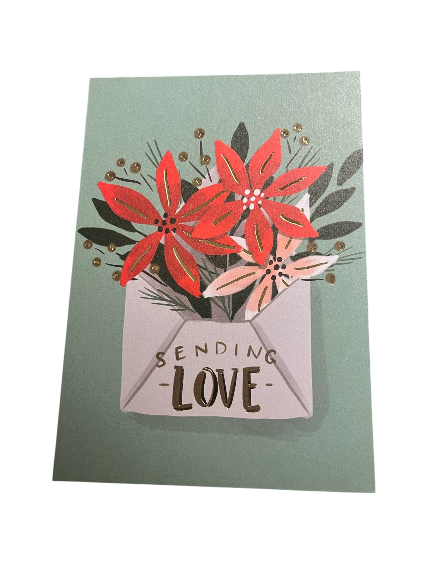 Envelope of Poinsettias Holiday Card