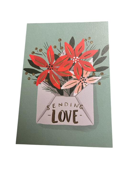Envelope of Poinsettias Holiday Card