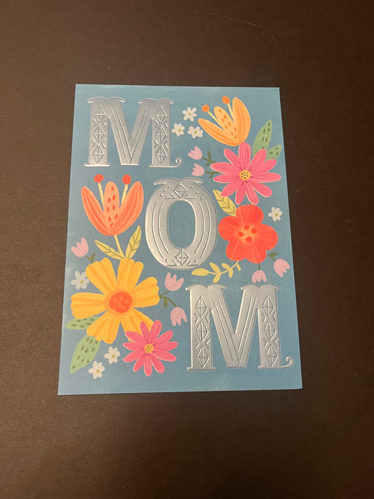Mom Teal Floral - Mother's Day Card