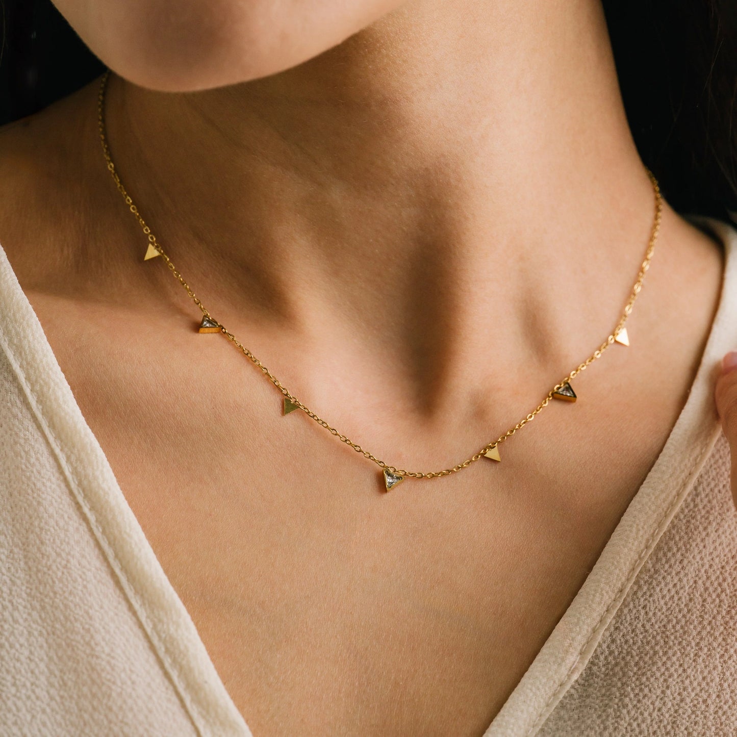 Sail Triangle CZ Necklace