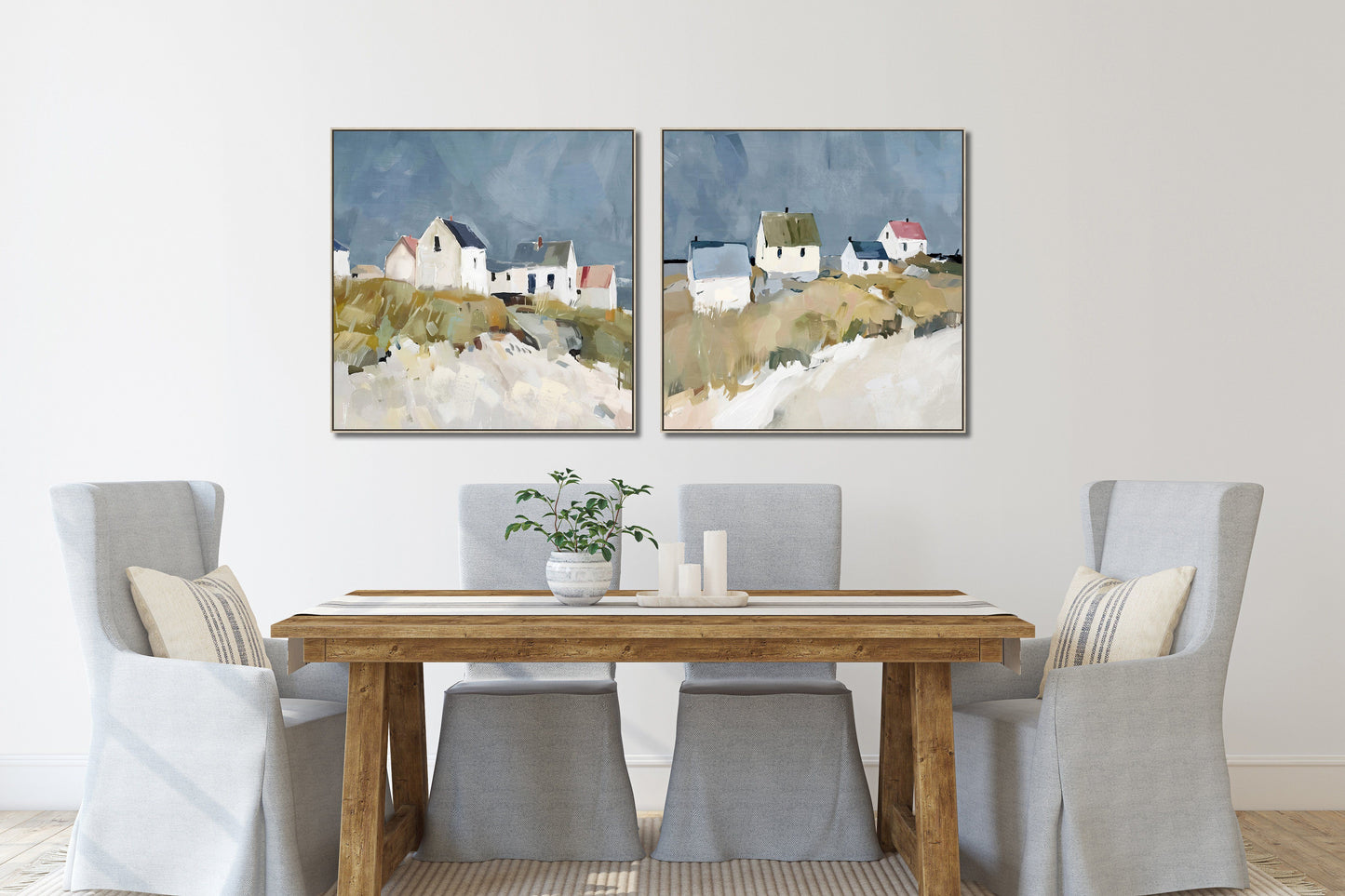 Seaside Cottages I & II Framed Artwork Bundle