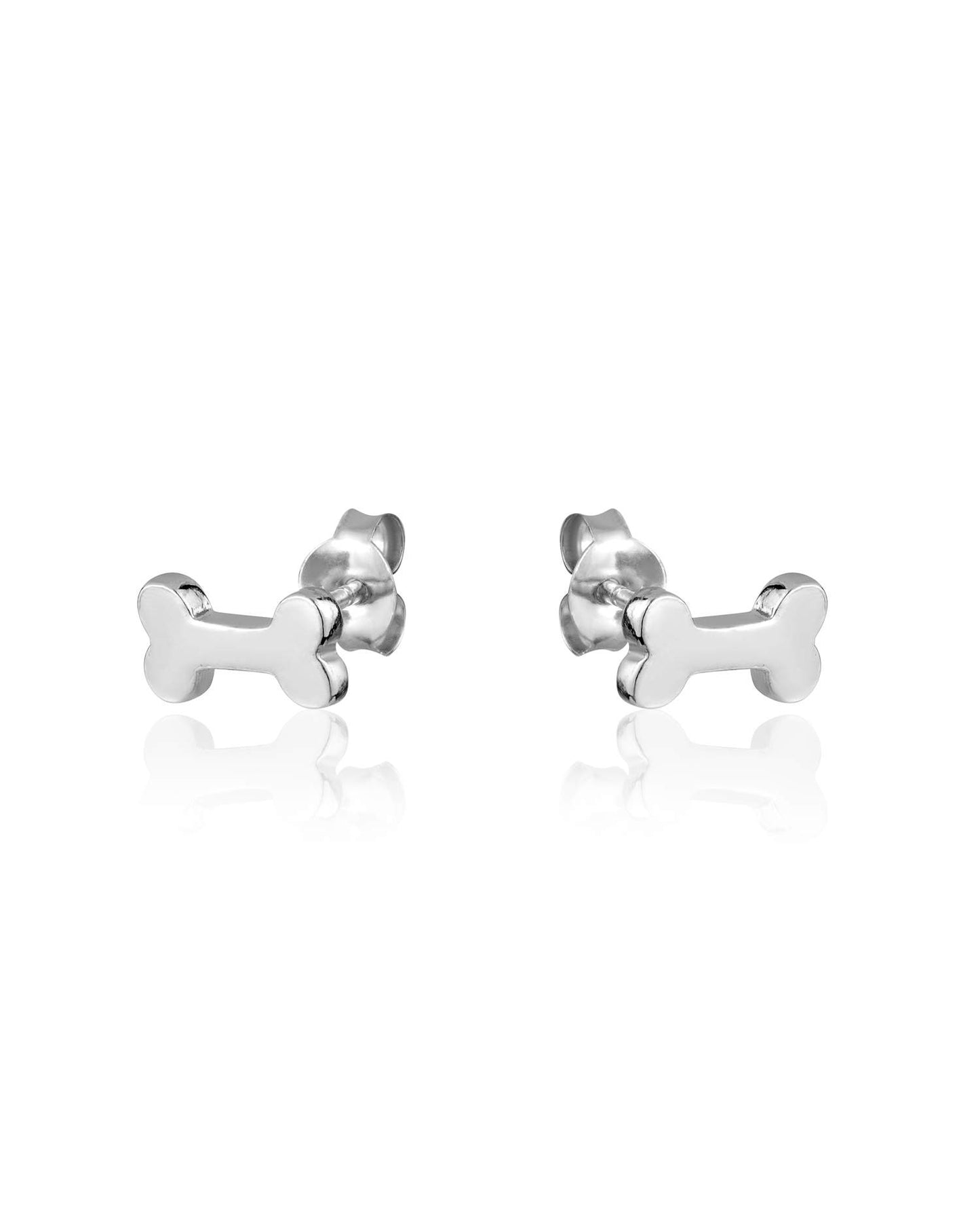 Silver Bone Stud Earrings