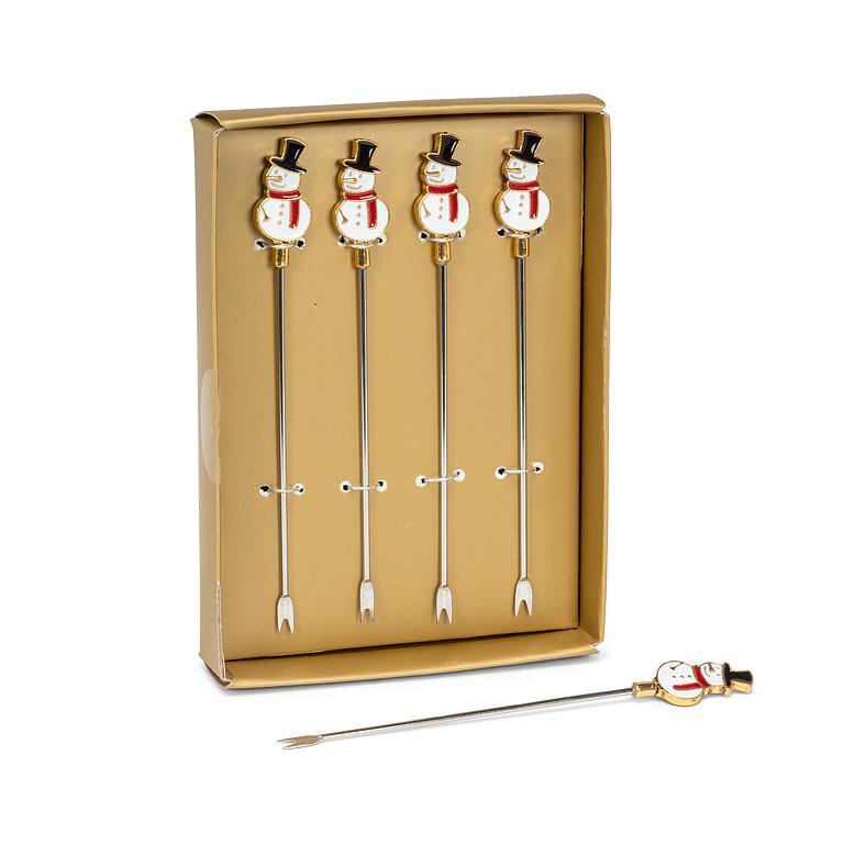 Snowman Cocktail Picks set 4