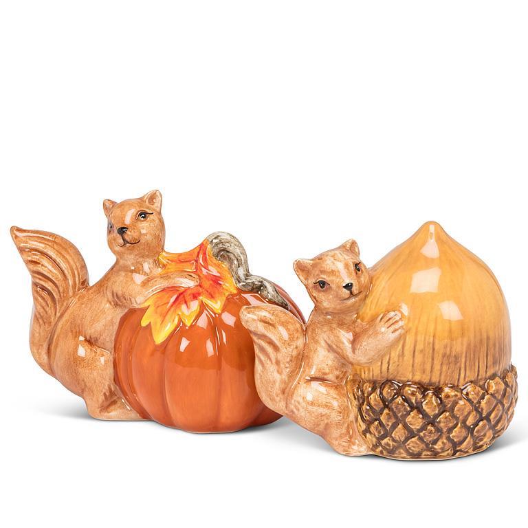 Squirrel w/Pumpkin & Acorn Salt & Pepper Shaker Set