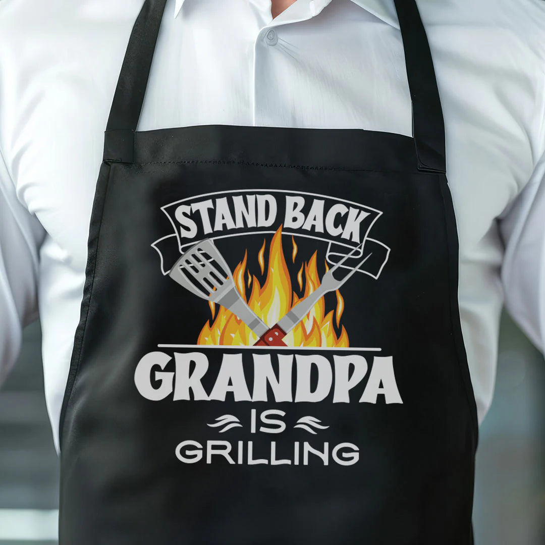 Stand Back Grandpa is Grilling Apron