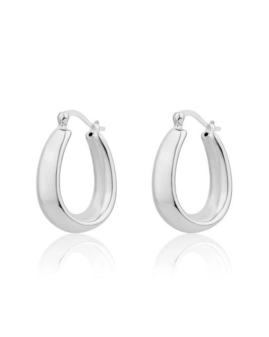 Teardrop Hoop Earrings Sterling Silver