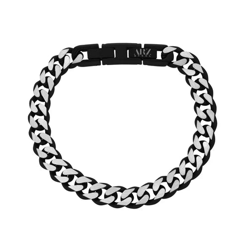 Two Tone Cuban Link Bracelet (8mm) Black