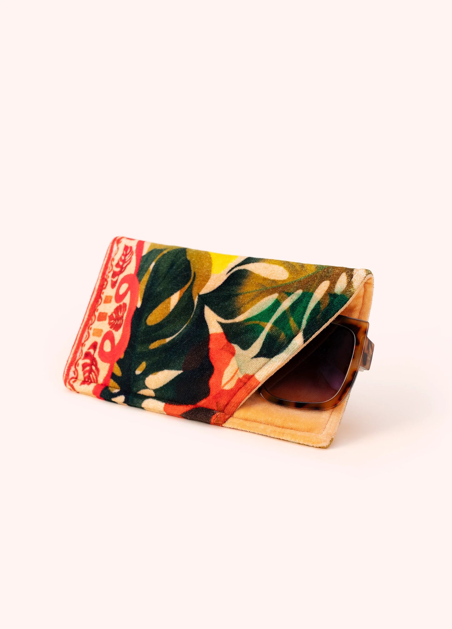 Velvet Sunglasses Pouch Exotic Leaves