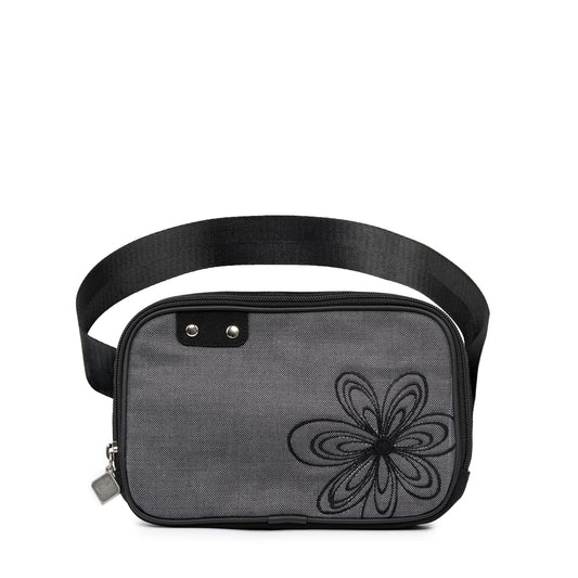 Waist Pouch with Embroidered Flower