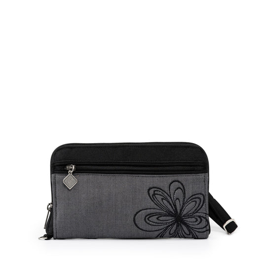 Wallet with Embroidered Flowers