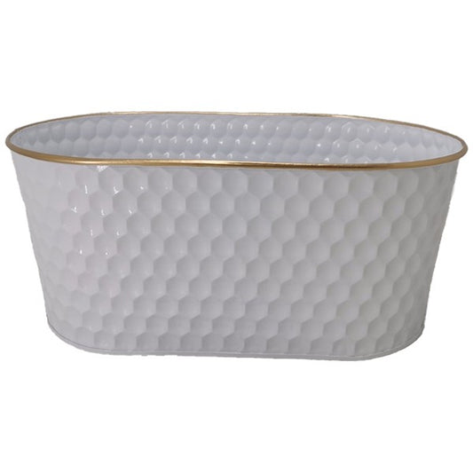 White Gold Rim Metal Container