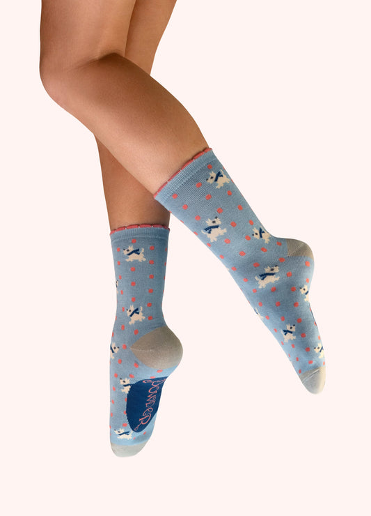 Woolly Westies Ankle Socks Ice