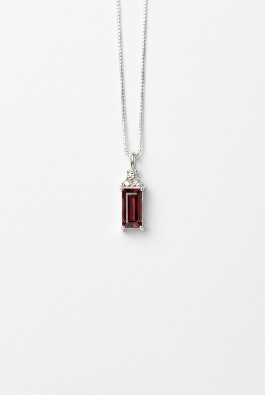 Rhodolite Garnet Baguette Necklace