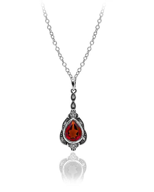 Garnet and Marcasite Vintage Pendant