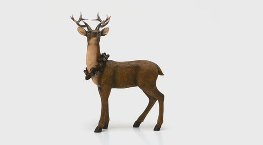 Standing Deer with Wreath