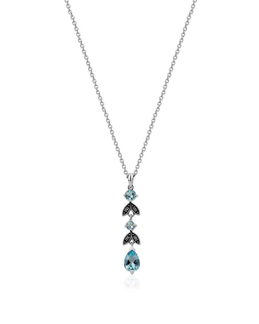 Marcasite Necklace with Blue Topaz