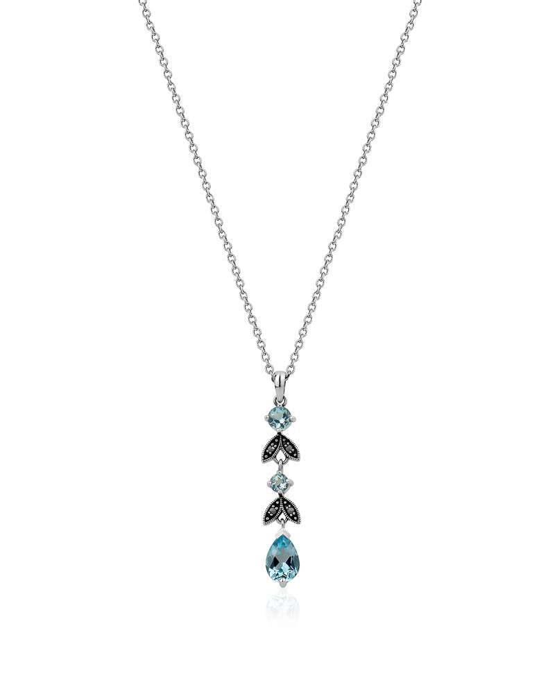 Marcasite Necklace with Blue Topaz