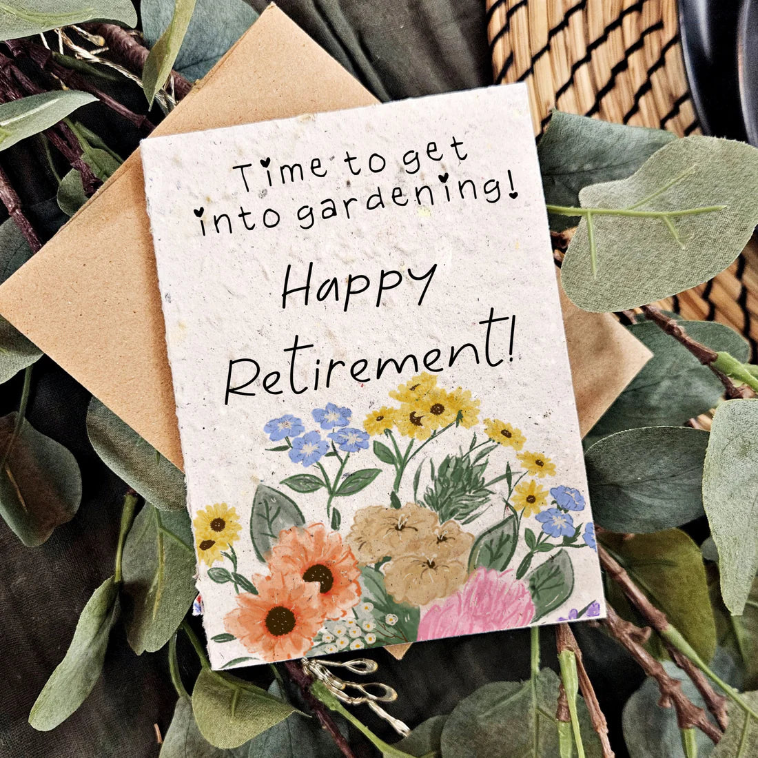 Seeded Paper Retirement  Card - Time to Start Gardening