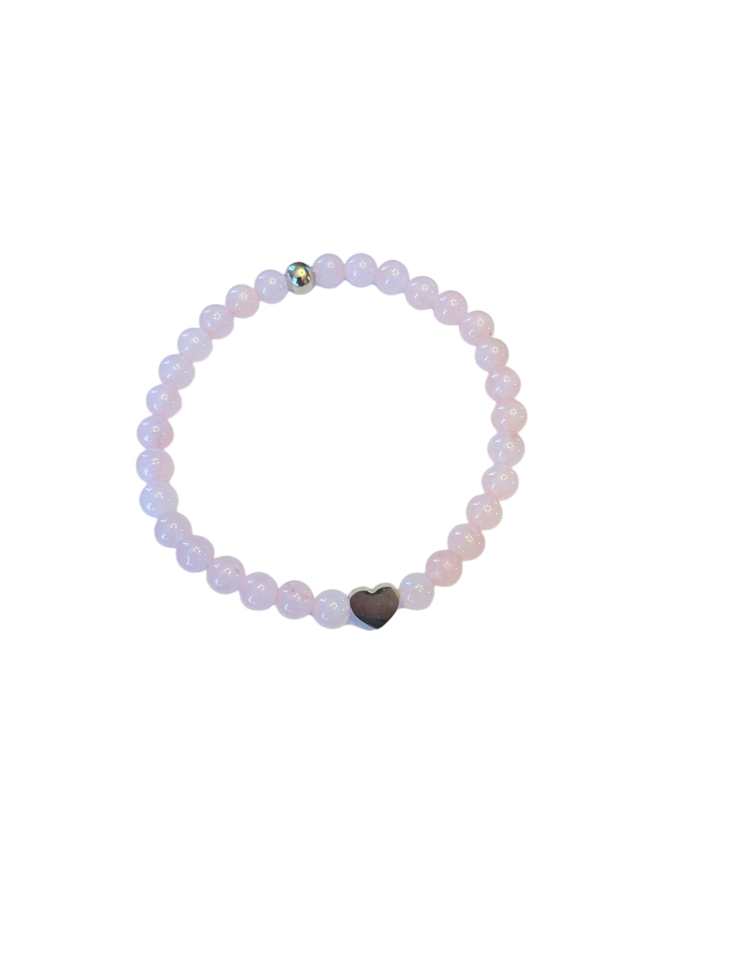 Rose Quartz Beaded Bracelet with Heart