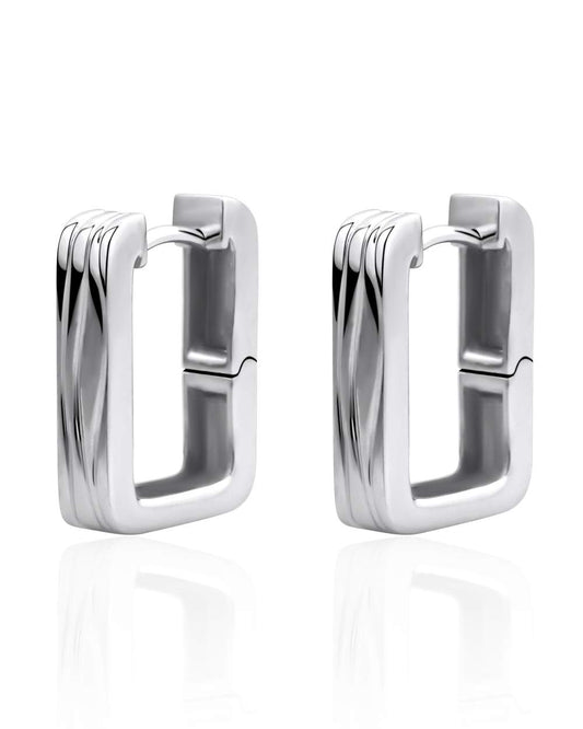 Rectangular Sterling Silver Huggie Earrings