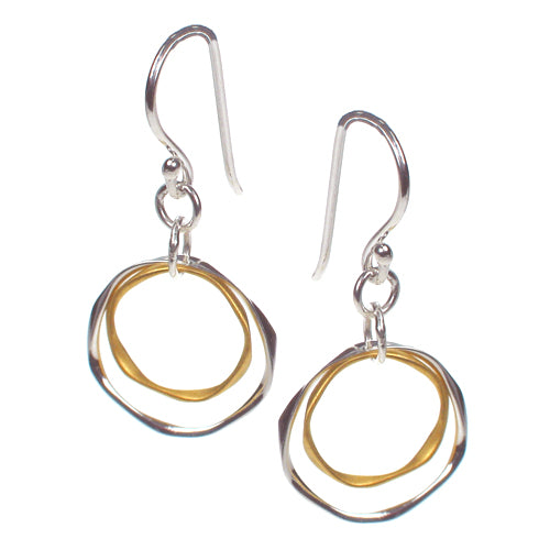 Double Circle Earrings Gold and Silver