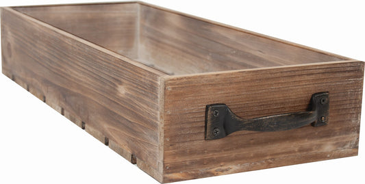 Wooden Box with Metal Handles