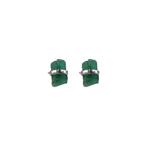 Raw Emerald Wrap Stud Earrings