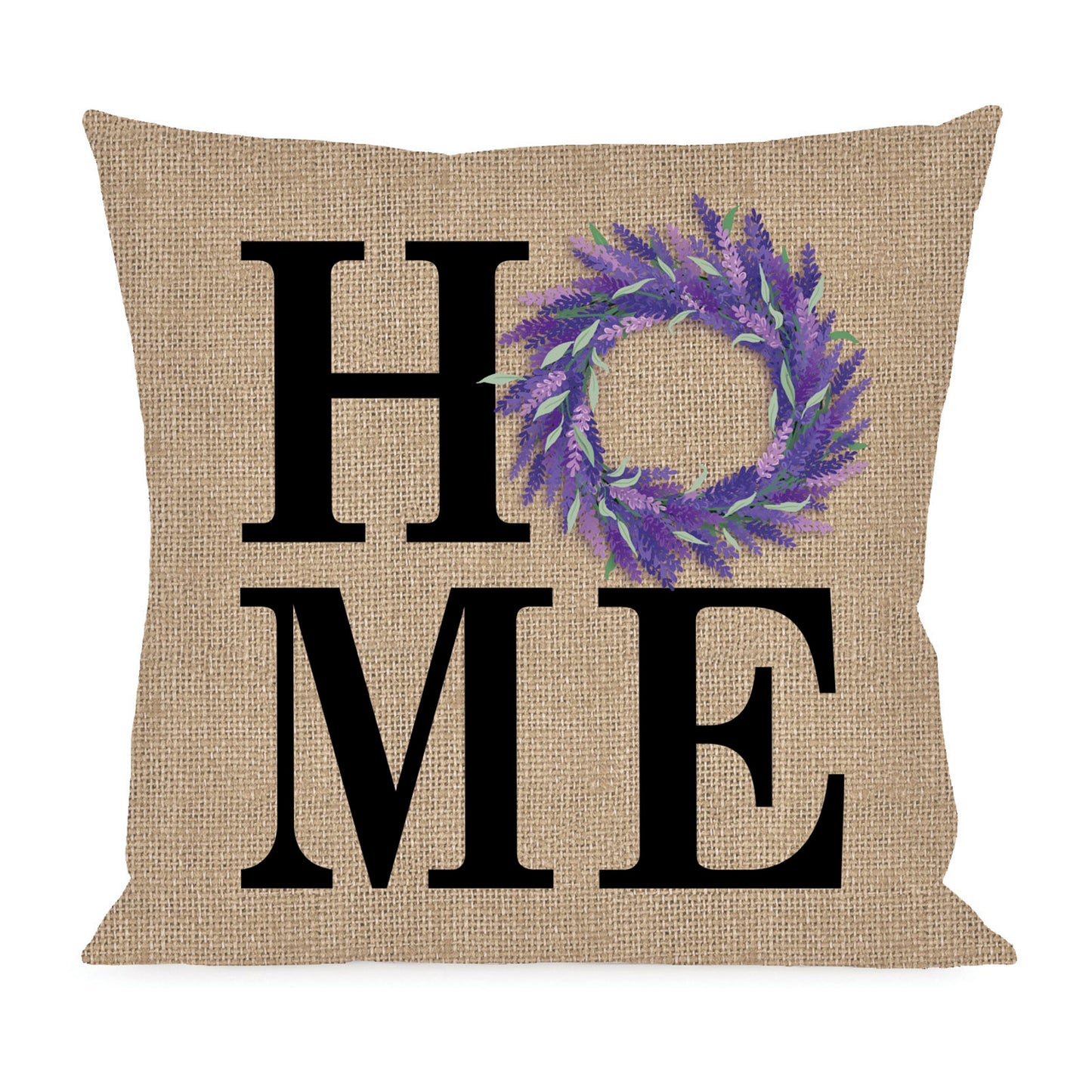 Home Lavender Wreath Reversible Indoor/Outdoor Pillow Cover