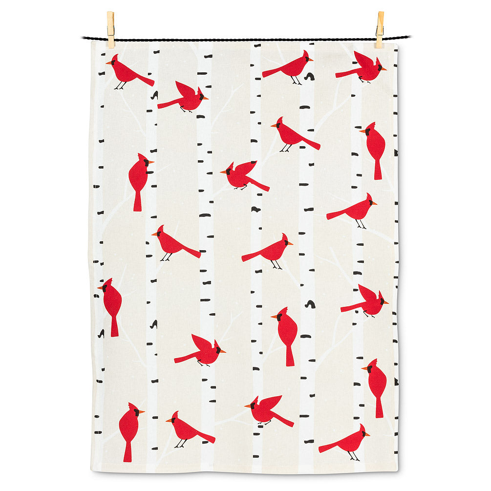 Cardinals & Birch Tea Towel