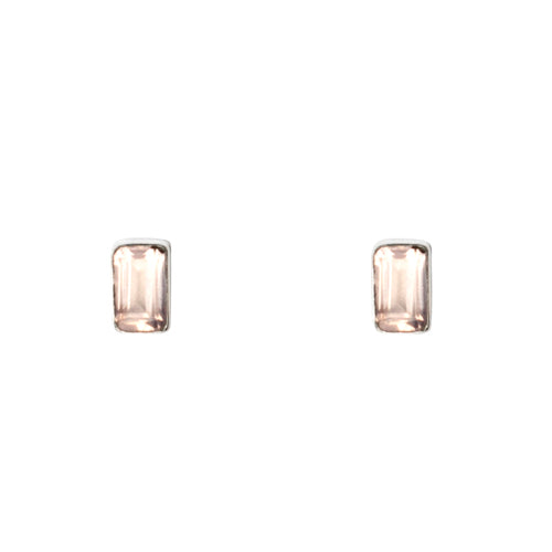 Baguette Stone Stud Rose Quartz Earrings