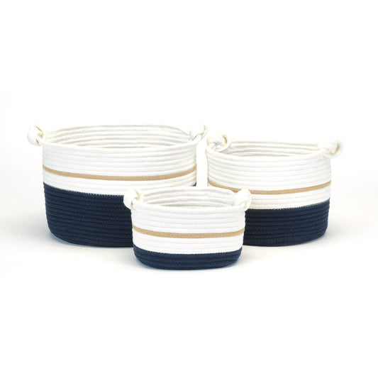 Oval Storage Basket Navy and White