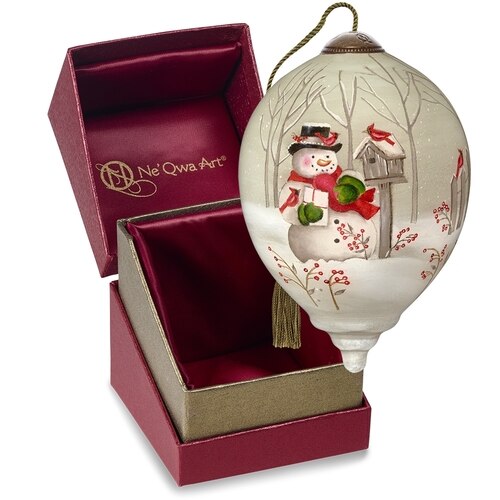 Ne qwa Holiday Greetings Hand painted Ornament