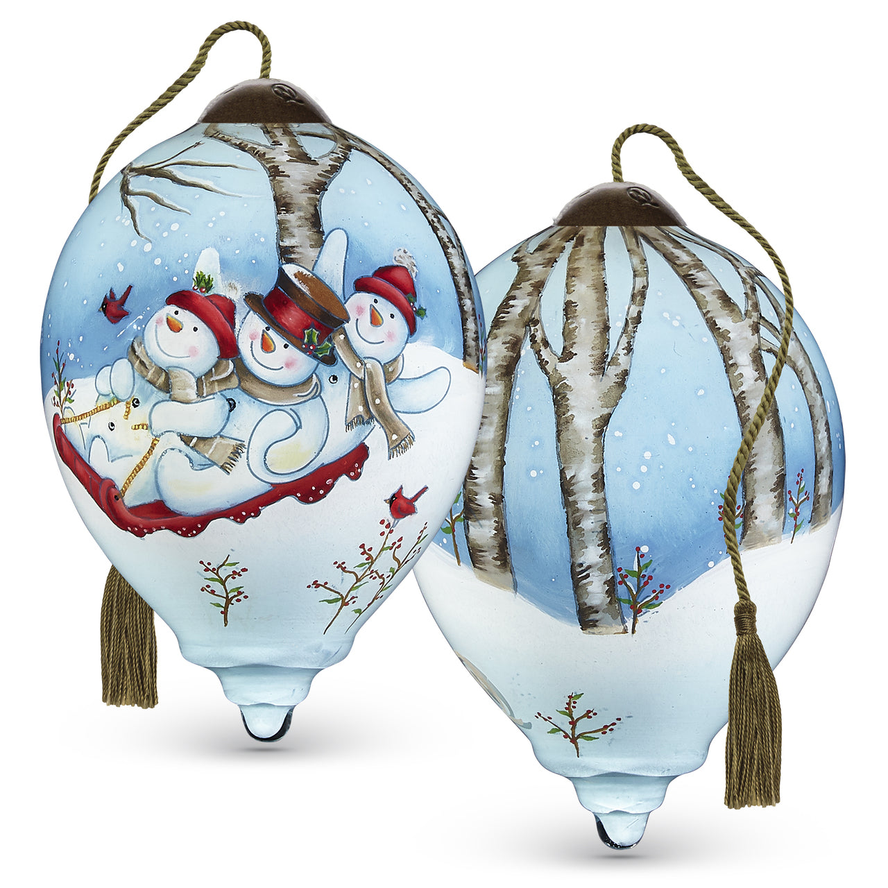 Sledding Fun Hand painted ornament