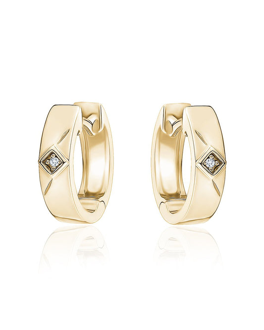 Huggie Earrings Gold with Cubic Zirconia