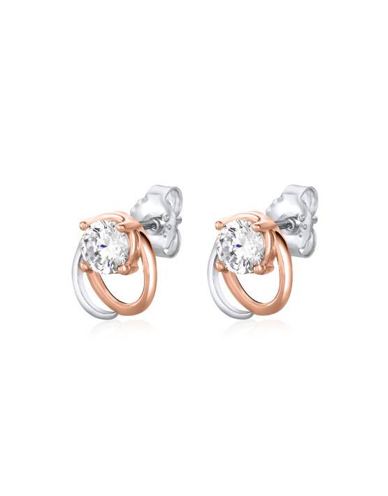 Double Loop Earrings with Rose Gold