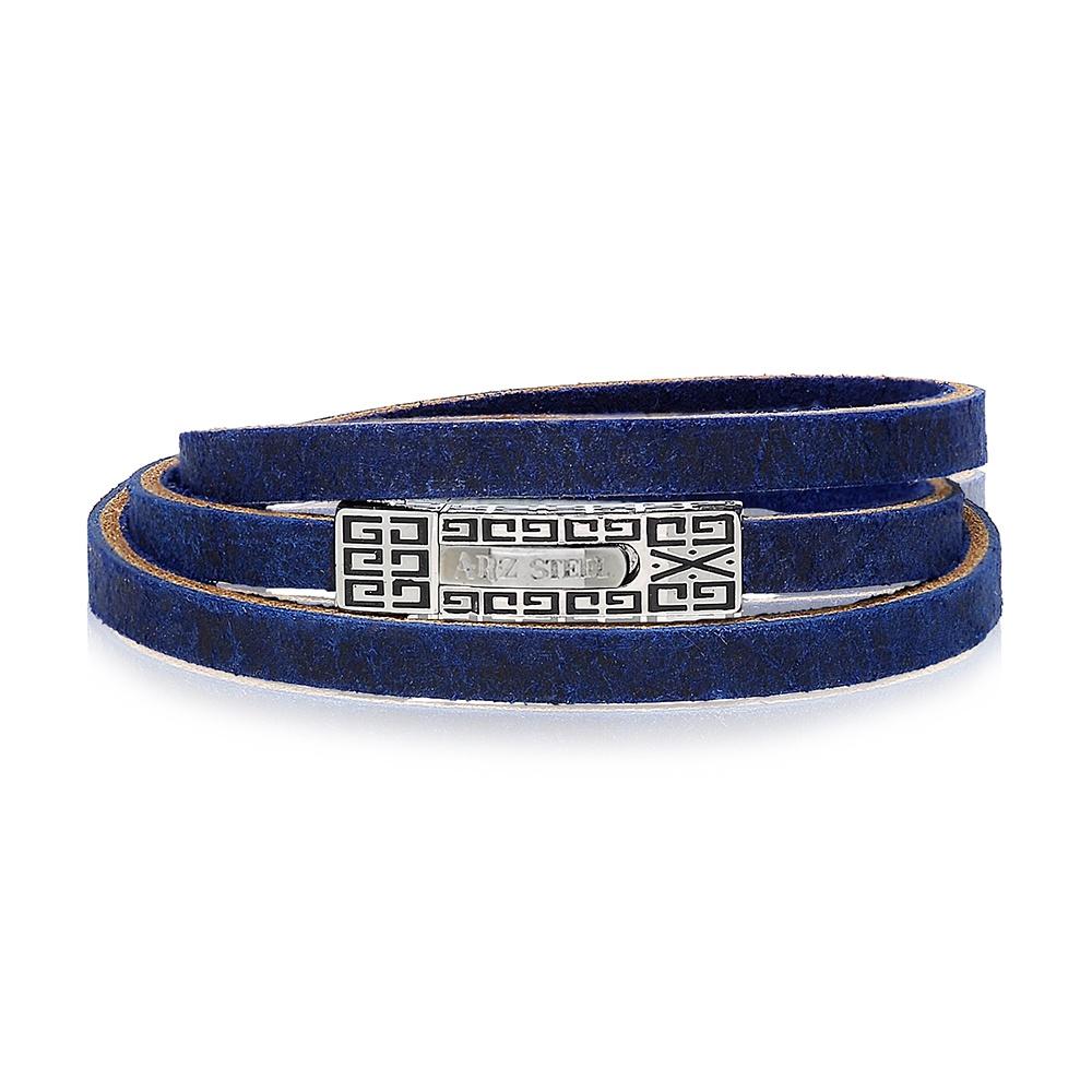 Navy Blue Leather Wrap Bracelet 8 inches