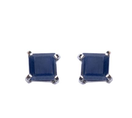 Blue Sapphire Symi Square Stone Stud Earring