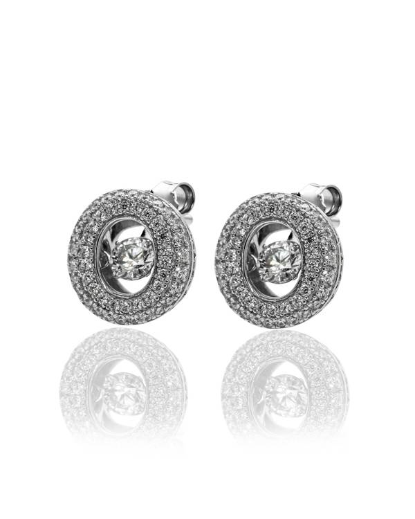 Shimmering Stone Circle Earrings